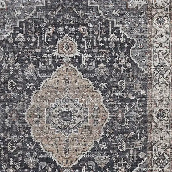 Black Oriental Stain Resistant Area Rug Photo 5