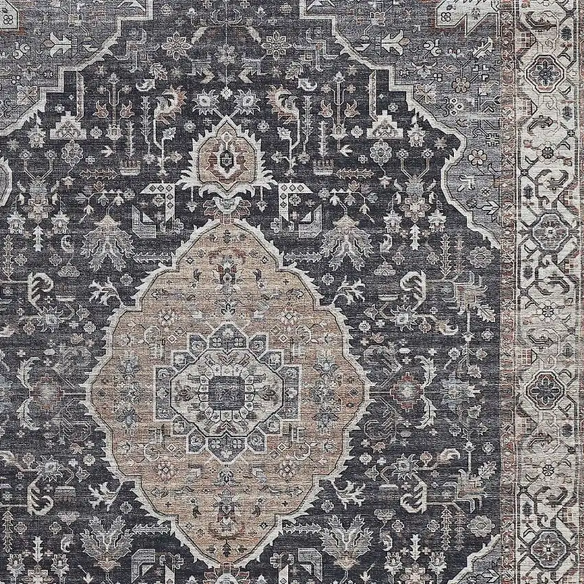 Black Oriental Stain Resistant Area Rug Photo 5