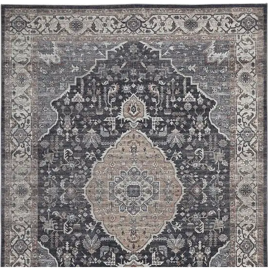 Black Oriental Stain Resistant Area Rug Photo 4