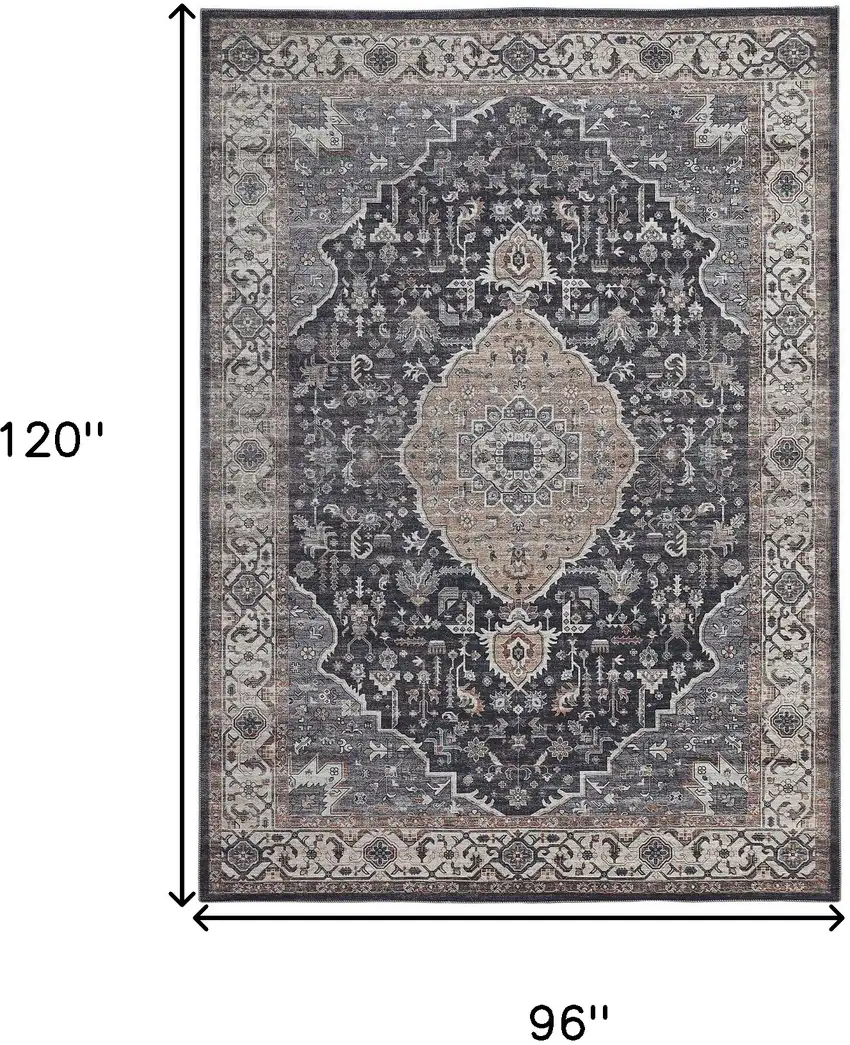 Black Oriental Stain Resistant Area Rug Photo 8