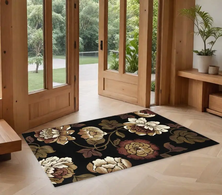 1' X 2' Black Polypropylene Area Rug Photo 1