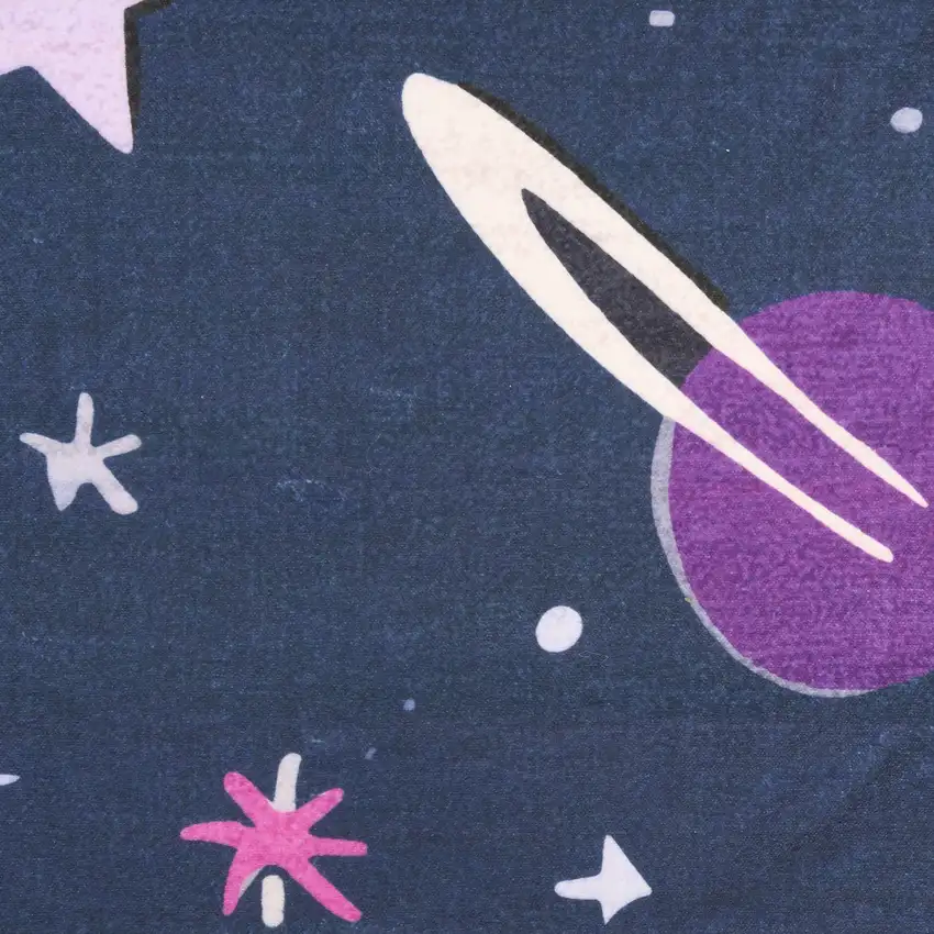 Black Purple And Blue Stars and Moon Youthful Washable Area Rug Photo 5