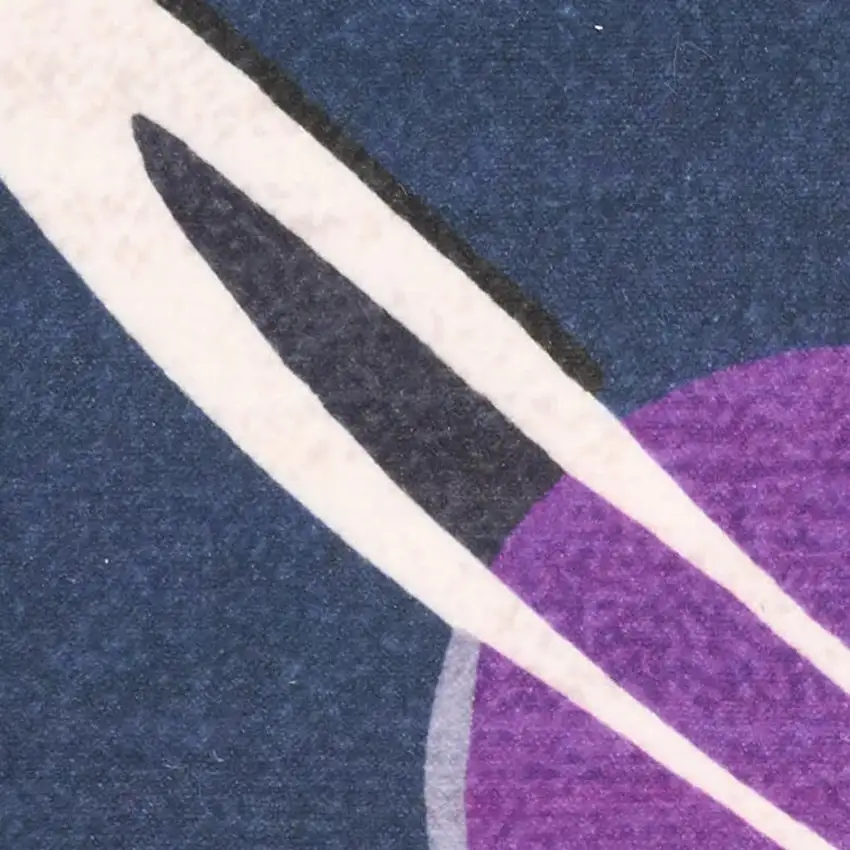 Black Purple And Blue Stars and Moon Youthful Washable Area Rug Photo 2