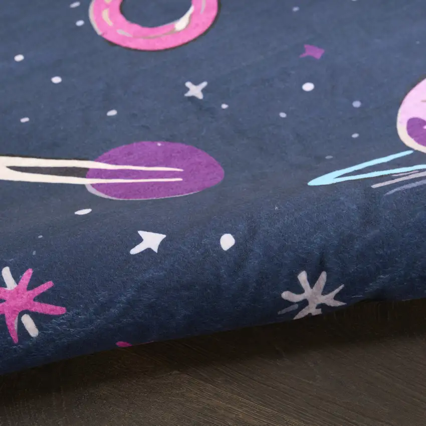 Black Purple And Blue Stars and Moon Youthful Washable Area Rug Photo 8