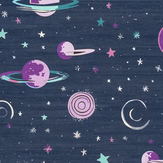 Black Purple And Blue Stars and Moon Youthful Washable Area Rug Photo 8