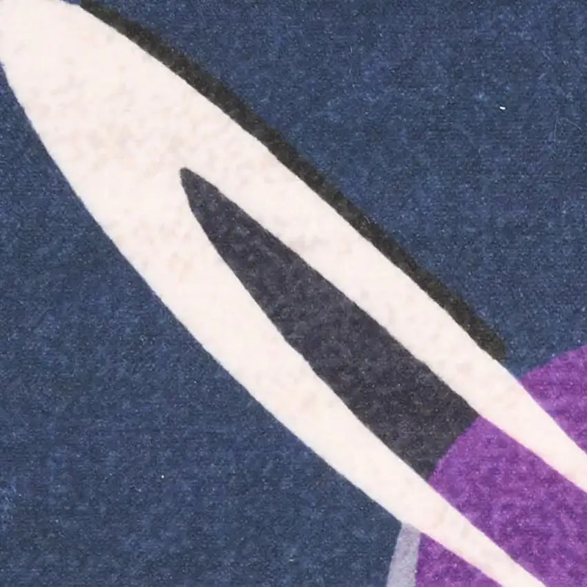 Black Purple And Blue Stars and Moon Youthful Washable Area Rug Photo 2