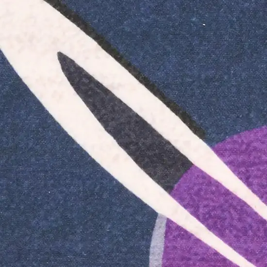 Black Purple And Blue Stars and Moon Youthful Washable Area Rug Photo 2