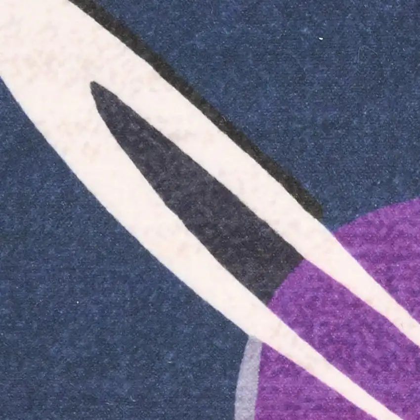 Black Purple And Blue Stars and Moon Youthful Washable Area Rug Photo 2