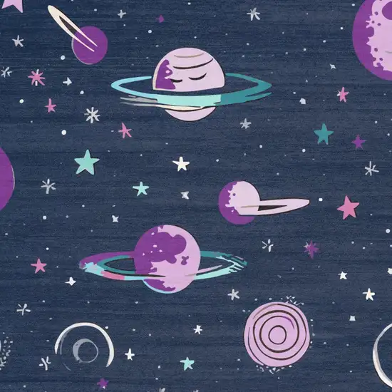 Black Purple And Blue Stars and Moon Youthful Washable Area Rug Photo 8