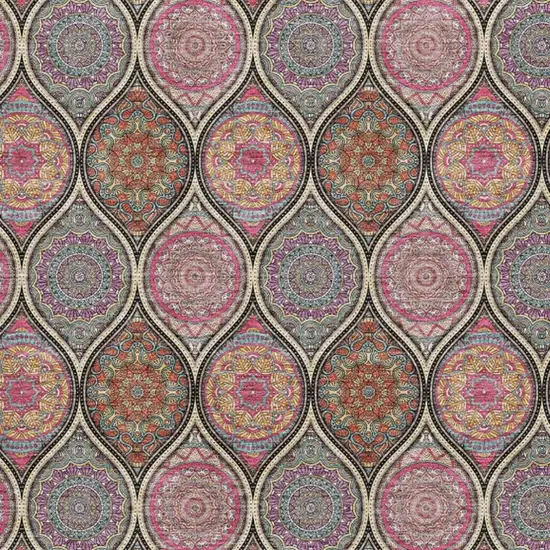 Black Purple And Pink Ogee Washable Area Rug With UV Protection Photo 2