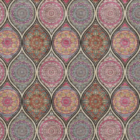 Black Purple And Pink Ogee Washable Area Rug With UV Protection Photo 2