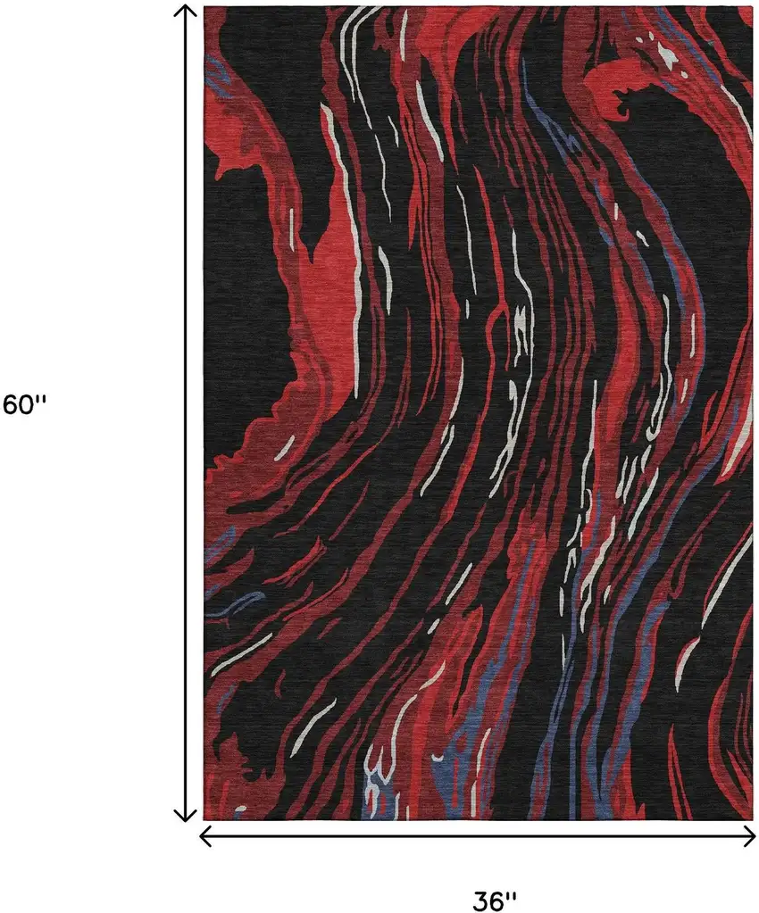 Black Red And Blue Abstract Washable Area Rug With UV Protection Photo 8