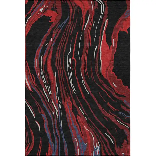 Black Red And Blue Abstract Washable Area Rug With UV Protection Photo 2