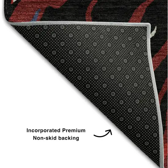 Black Red And Blue Abstract Washable Area Rug With UV Protection Photo 5