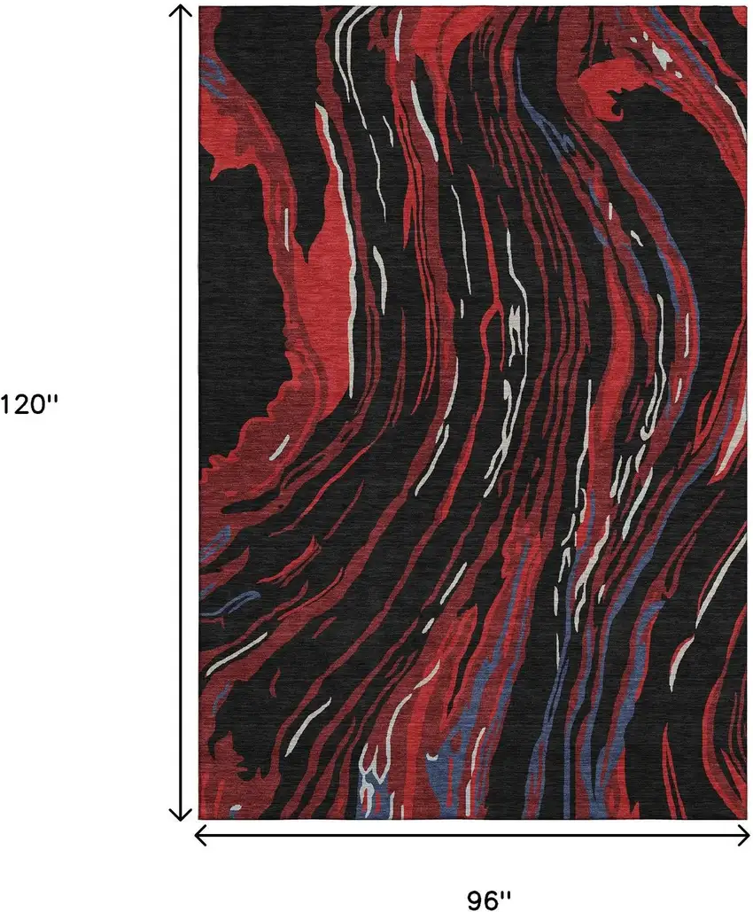 Black Red And Blue Abstract Washable Area Rug With UV Protection Photo 8