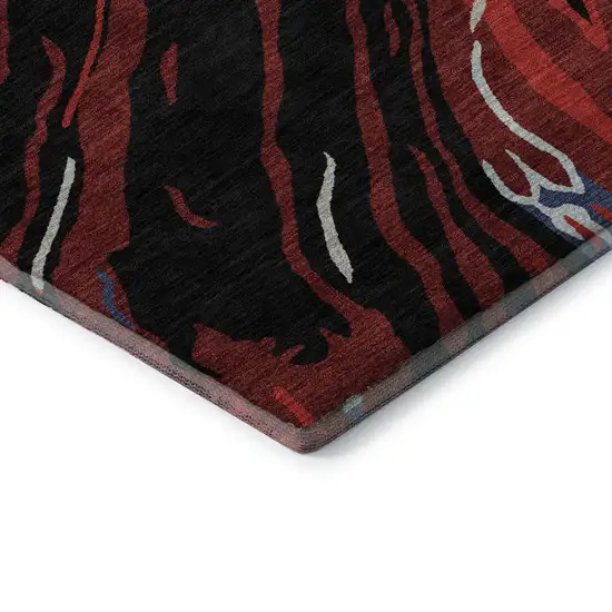 Black Red And Blue Abstract Washable Area Rug With UV Protection Photo 5