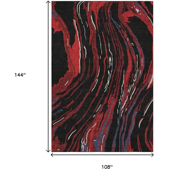 Black Red And Blue Abstract Washable Area Rug With UV Protection Photo 9