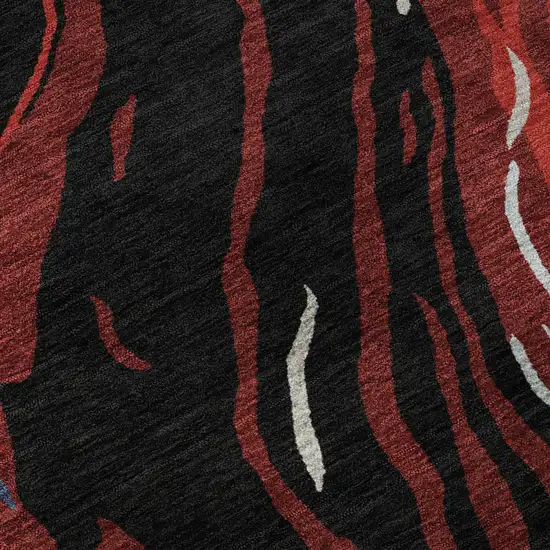 Black Red And Blue Abstract Washable Area Rug With UV Protection Photo 7