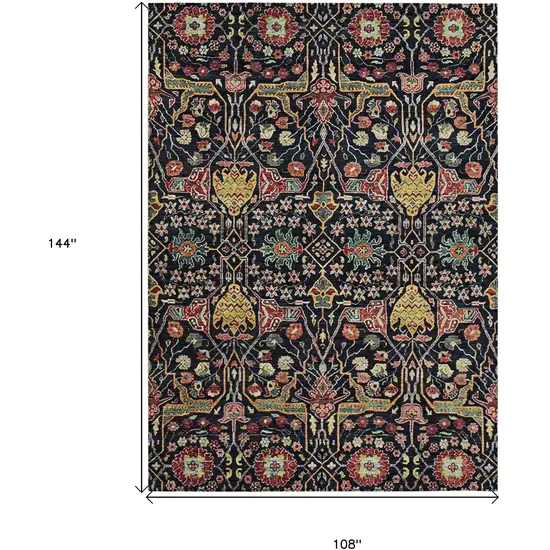 Black Red And Gold Floral Washable Indoor Outdoor Area Rug Photo 8