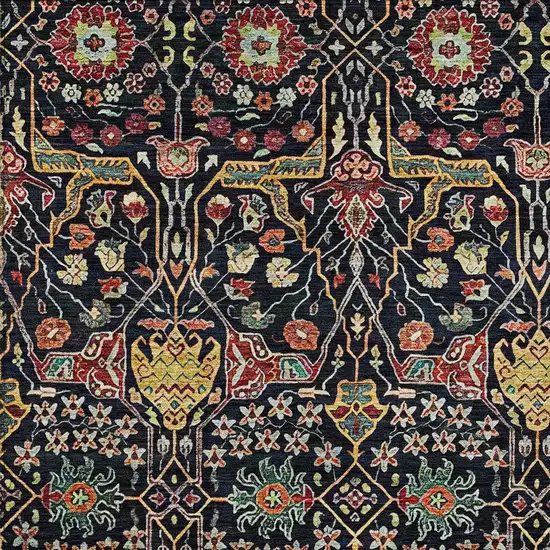 Black Red And Gold Floral Washable Indoor Outdoor Area Rug Photo 6