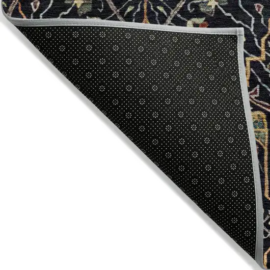 Black Red And Gold Floral Washable Indoor Outdoor Area Rug Photo 3