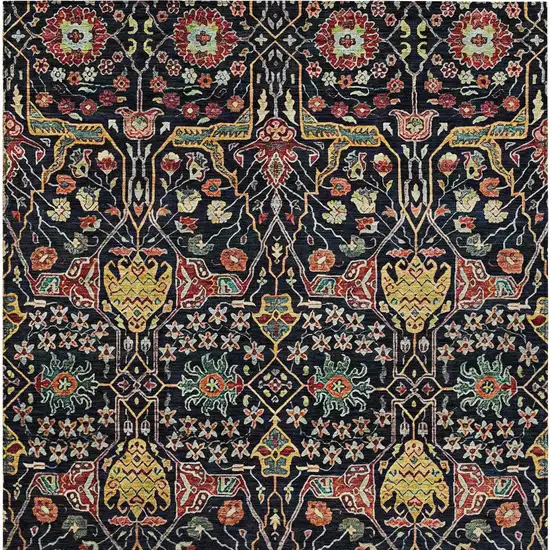 Black Red And Gold Floral Washable Indoor Outdoor Area Rug Photo 7