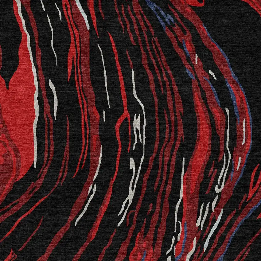 Black Red And Gray Abstract Washable Indoor Outdoor Area Rug Photo 7