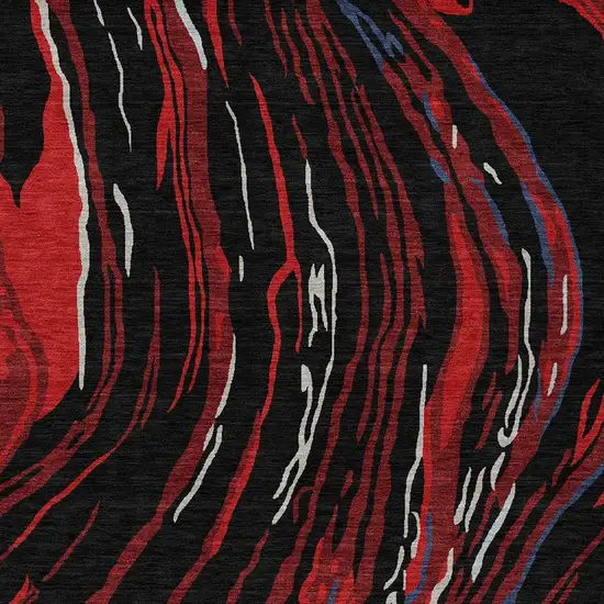 Black Red And Gray Abstract Washable Indoor Outdoor Area Rug Photo 7