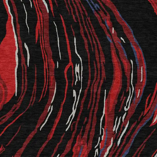 Black Red And Gray Abstract Washable Indoor Outdoor Area Rug Photo 7