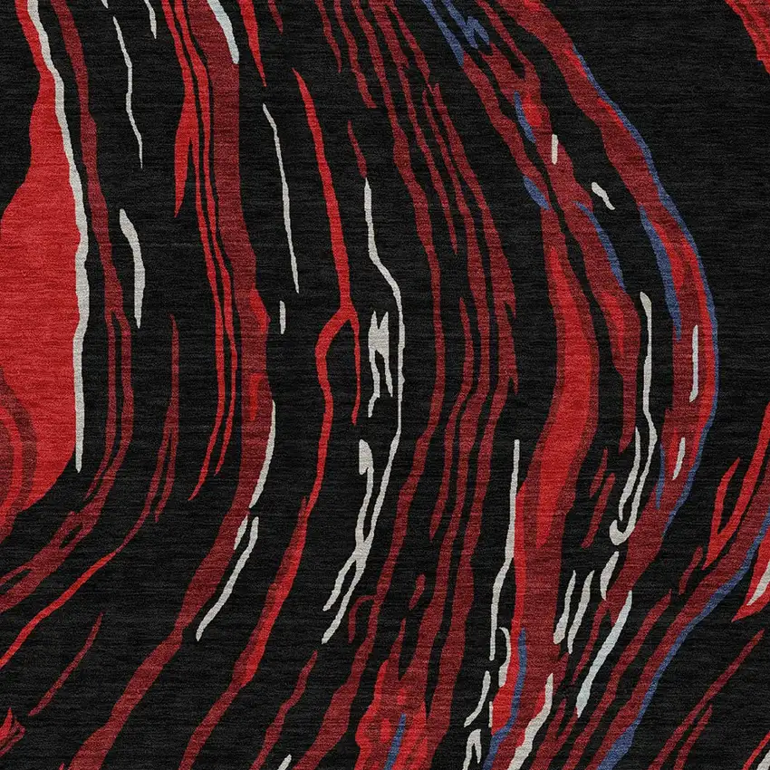 Black Red And Gray Abstract Washable Indoor Outdoor Area Rug Photo 7
