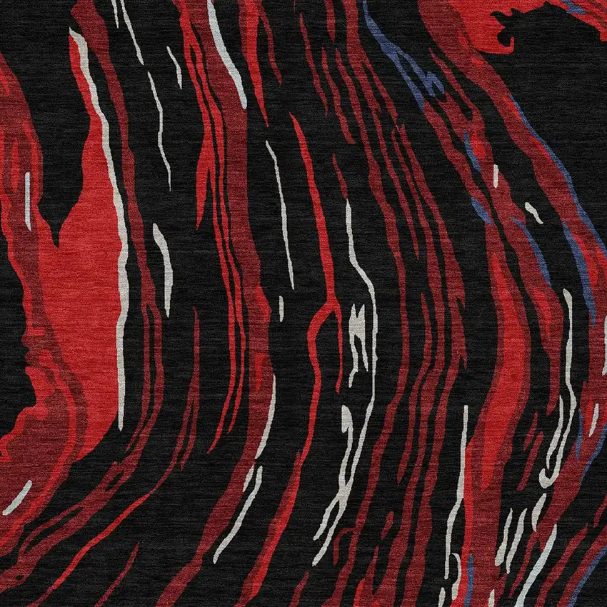 Black Red And Gray Abstract Washable Indoor Outdoor Area Rug Photo 7