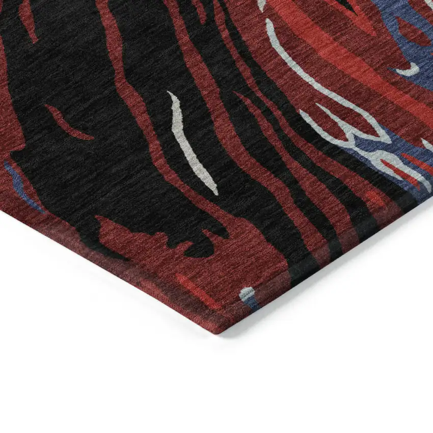 Black Red And Gray Abstract Washable Indoor Outdoor Area Rug Photo 5