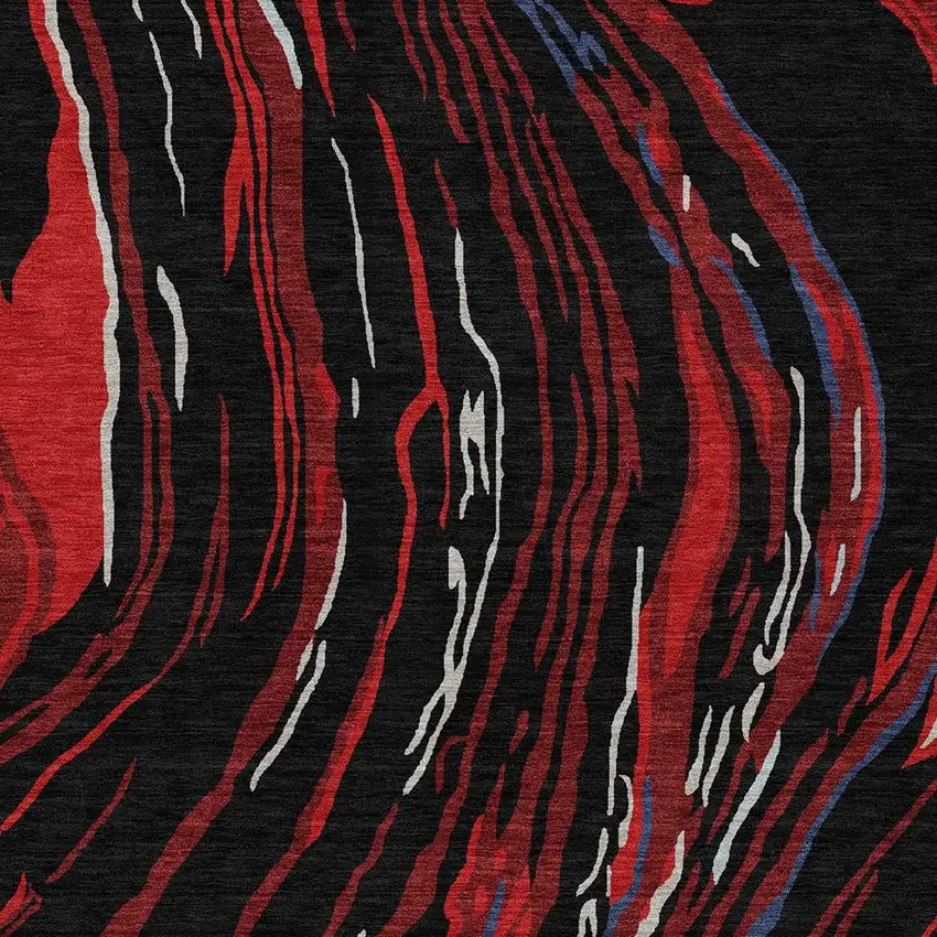 Black Red And Gray Abstract Washable Indoor Outdoor Area Rug Photo 7