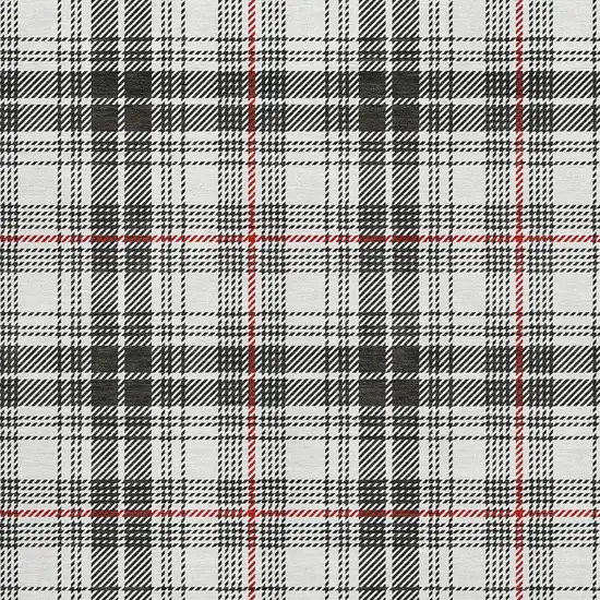 Black Red And Ivory Plaid Washable Area Rug With UV Protection Photo 3