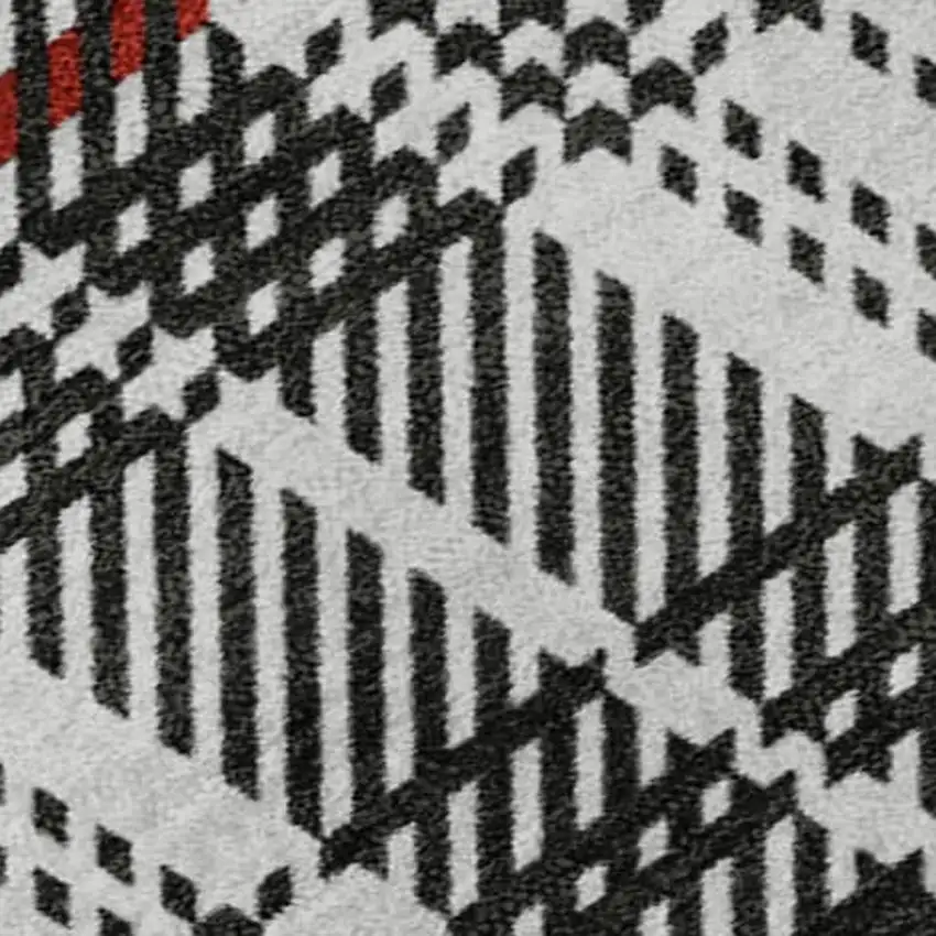 Black Red And Ivory Plaid Washable Area Rug With UV Protection Photo 2