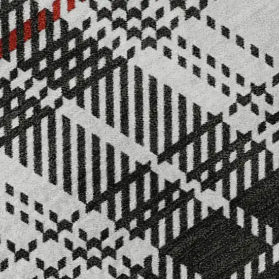 Black Red And Ivory Plaid Washable Area Rug With UV Protection Photo 3
