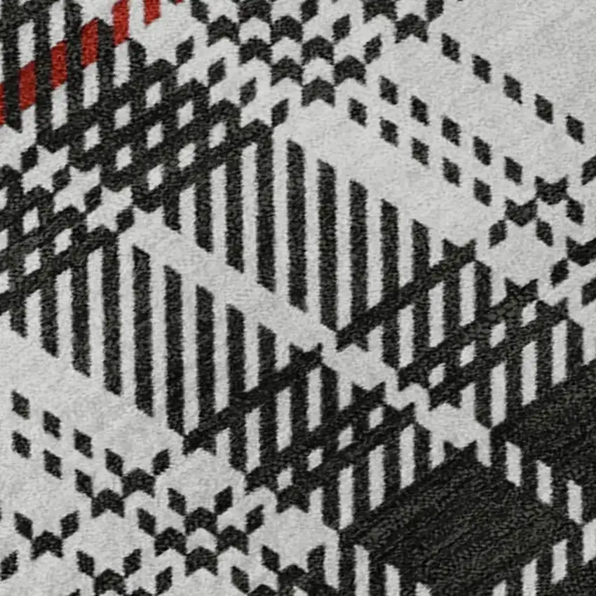 Black Red And Ivory Plaid Washable Area Rug With UV Protection Photo 3