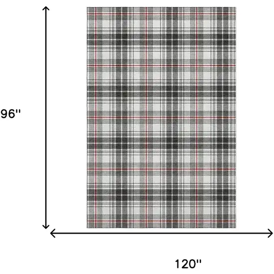 Black Red And Ivory Plaid Washable Area Rug With UV Protection Photo 7