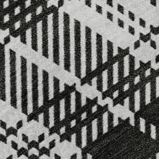 Black Red And Ivory Plaid Washable Area Rug With UV Protection Photo 2