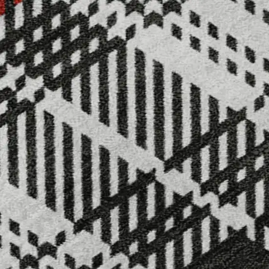 Black Red And Ivory Plaid Washable Area Rug With UV Protection Photo 2