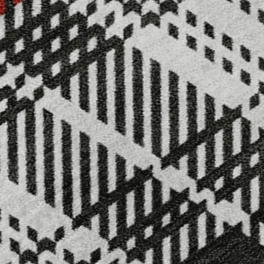 Black Red And Ivory Plaid Washable Area Rug With UV Protection Photo 2