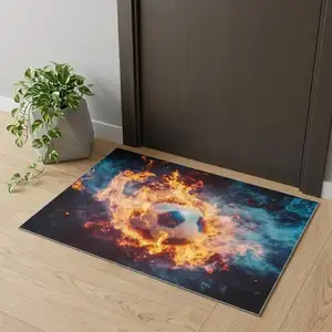 Photo of Black Red And Orange Abstract Area Rug