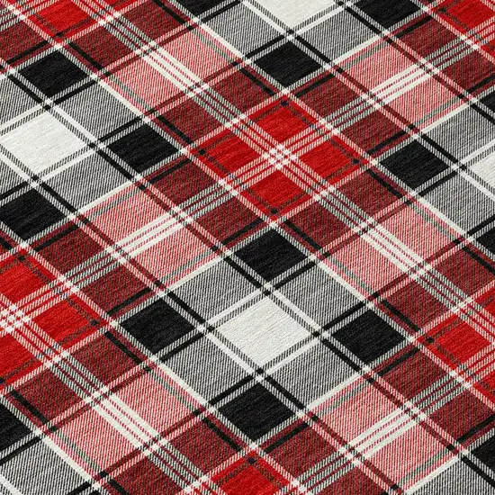 Black Red And White Plaid Washable Indoor Outdoor Area Rug Photo 7
