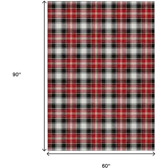 Black Red And White Plaid Washable Indoor Outdoor Area Rug Photo 8