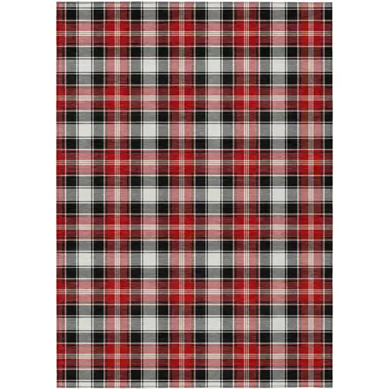 Black Red And White Plaid Washable Indoor Outdoor Area Rug Photo 1