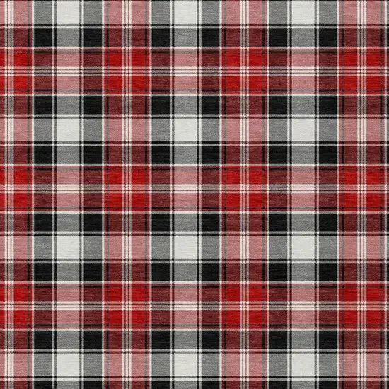 Black Red And White Plaid Washable Indoor Outdoor Area Rug Photo 4