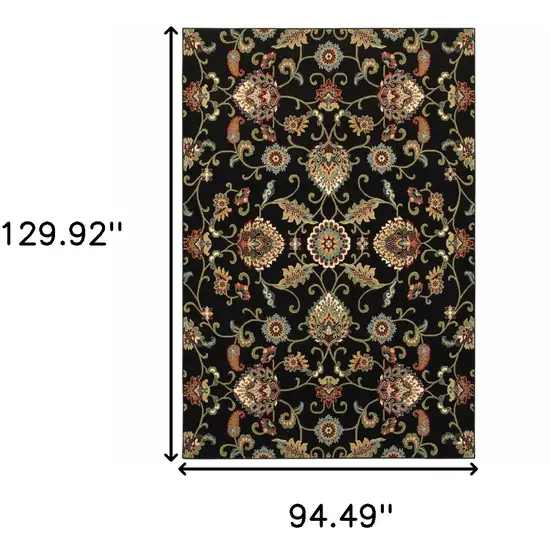 Black Red Green Ivory Salmon And Yellow Floral Power Loom Stain Resistant Area Rug Photo 3