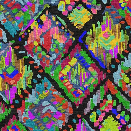 Black Red Pink And Green Geometric Washable Area Rug With UV Protection Photo 2