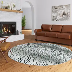 Photo of Black Round Gazelle Print Shag Handmade Non Skid Area Rug