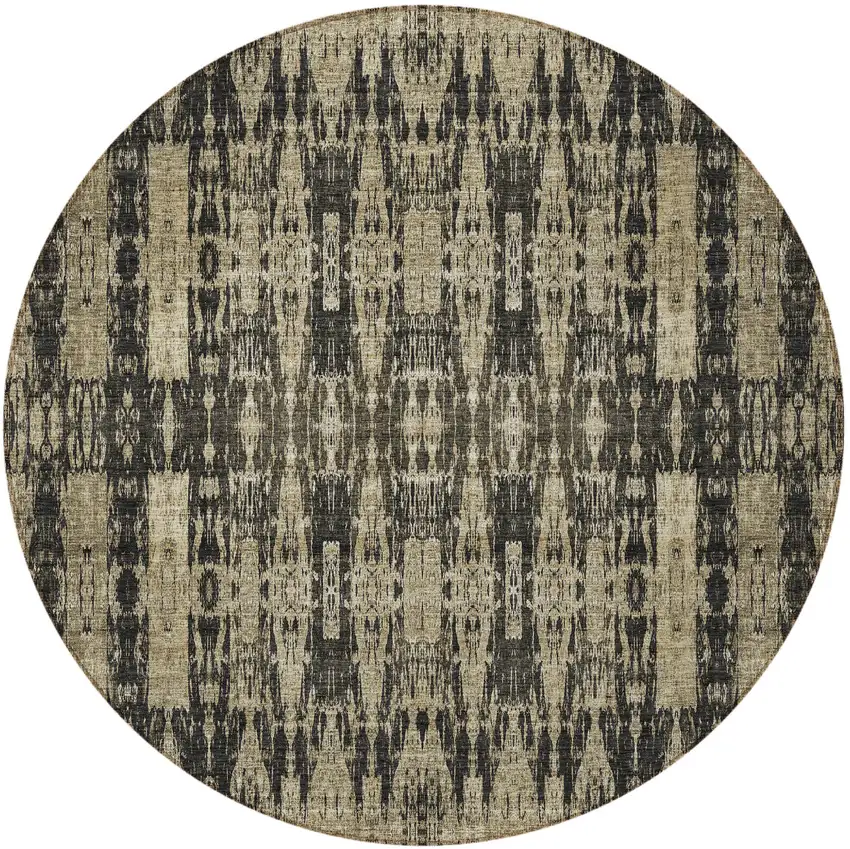 Black Round Moroccan Washable Non Skid Indoor Outdoor Area Rug Photo 5